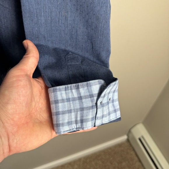 Joseph Abboud Men's Long Sleeve Textured Non-Iron Button‎ Up Shirt Blue X-Large - Picture 4 of 13